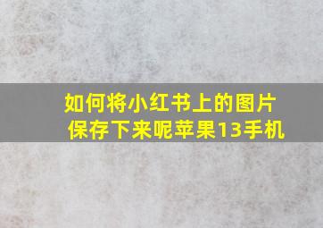 如何将小红书上的图片保存下来呢苹果13手机