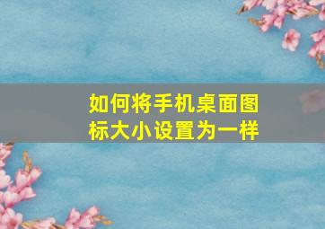 如何将手机桌面图标大小设置为一样