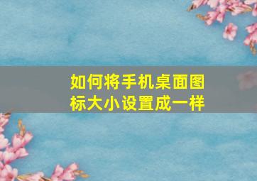 如何将手机桌面图标大小设置成一样