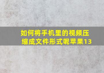 如何将手机里的视频压缩成文件形式呢苹果13