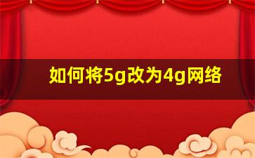 如何将5g改为4g网络