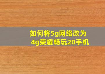 如何将5g网络改为4g荣耀畅玩20手机