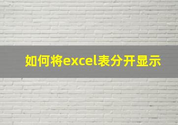 如何将excel表分开显示