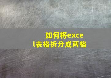 如何将excel表格拆分成两格