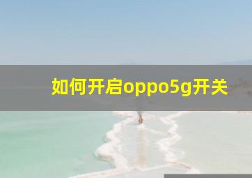 如何开启oppo5g开关