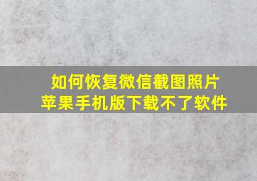 如何恢复微信截图照片苹果手机版下载不了软件