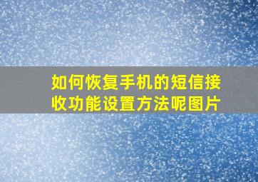 如何恢复手机的短信接收功能设置方法呢图片