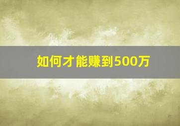 如何才能赚到500万