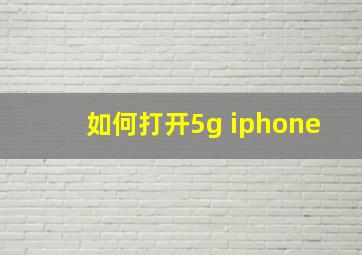 如何打开5g iphone