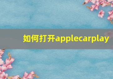 如何打开applecarplay