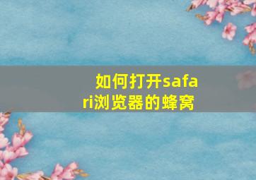 如何打开safari浏览器的蜂窝