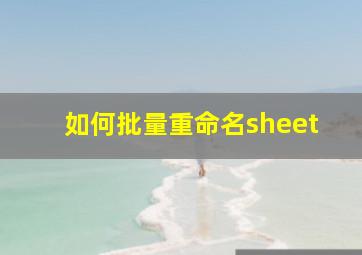 如何批量重命名sheet