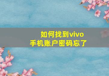 如何找到vivo手机账户密码忘了