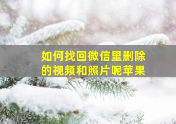 如何找回微信里删除的视频和照片呢苹果