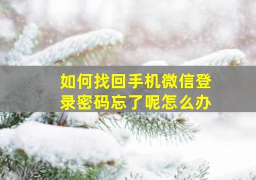 如何找回手机微信登录密码忘了呢怎么办