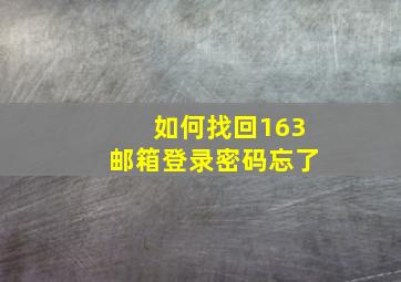 如何找回163邮箱登录密码忘了