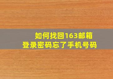 如何找回163邮箱登录密码忘了手机号码