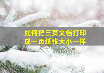 如何把三页文档打印成一页纸张大小一样