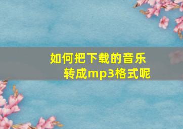 如何把下载的音乐转成mp3格式呢