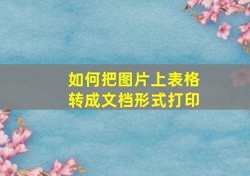 如何把图片上表格转成文档形式打印