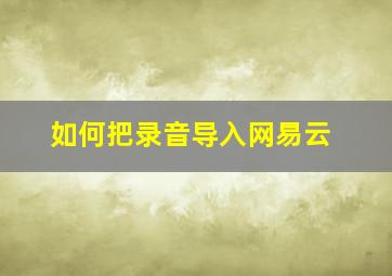 如何把录音导入网易云