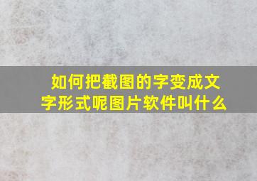 如何把截图的字变成文字形式呢图片软件叫什么