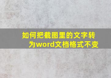 如何把截图里的文字转为word文档格式不变