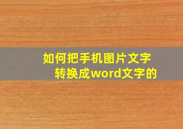 如何把手机图片文字转换成word文字的