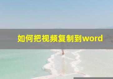 如何把视频复制到word