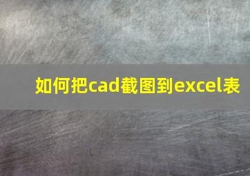 如何把cad截图到excel表