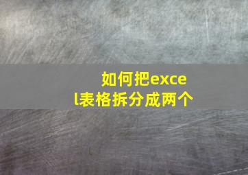 如何把excel表格拆分成两个