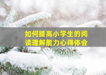 如何提高小学生的阅读理解能力心得体会