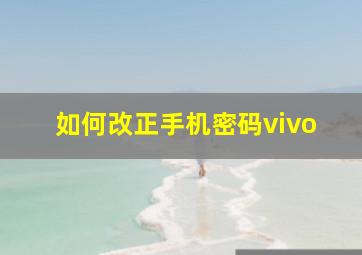 如何改正手机密码vivo