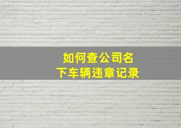 如何查公司名下车辆违章记录