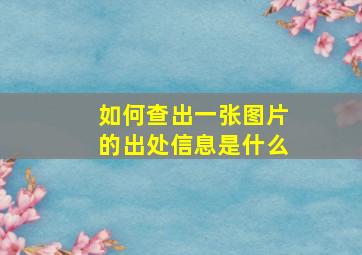 如何查出一张图片的出处信息是什么