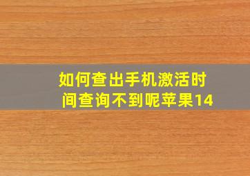 如何查出手机激活时间查询不到呢苹果14