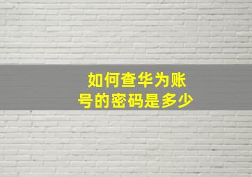 如何查华为账号的密码是多少