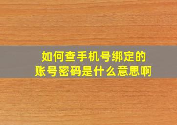 如何查手机号绑定的账号密码是什么意思啊