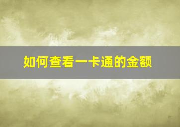 如何查看一卡通的金额