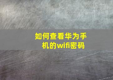 如何查看华为手机的wifi密码