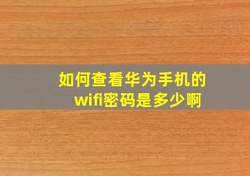 如何查看华为手机的wifi密码是多少啊