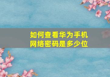 如何查看华为手机网络密码是多少位