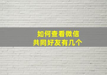 如何查看微信共同好友有几个