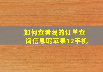 如何查看我的订单查询信息呢苹果12手机