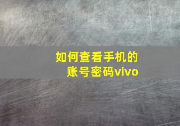 如何查看手机的账号密码vivo