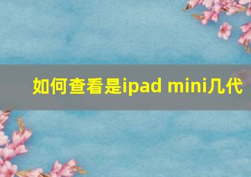 如何查看是ipad mini几代