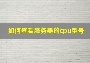 如何查看服务器的cpu型号