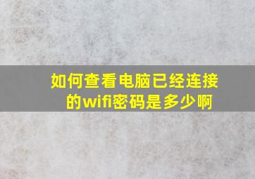 如何查看电脑已经连接的wifi密码是多少啊