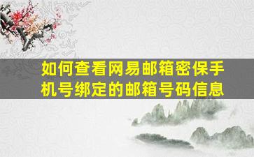 如何查看网易邮箱密保手机号绑定的邮箱号码信息