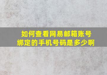 如何查看网易邮箱账号绑定的手机号码是多少啊